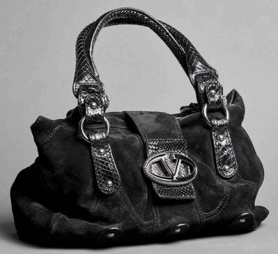 **Valentino Garavani Sac À Main Hobo EN Daim ET Python Noir