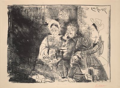 an image of a black and white drawing of a man and a woman