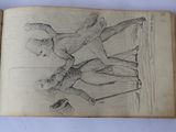 an old book with a drawing of a man on a horse