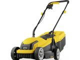 a yellow and black lawn mower on a white background