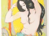 an image of a painting of a woman sitting on a chair