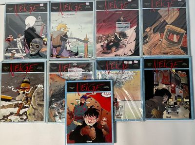 a lot of comics on the wall of this room
