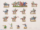 de nombreuses figurines représentant différents types de personnages à cheval