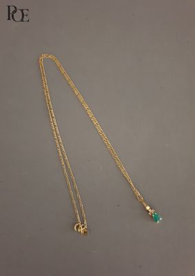 Chaine fine en or jaune 18k (750‰) et son pendentif en or ja… - Photo 1