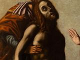 an image of a painting of a man sitting on the ground next to a woman