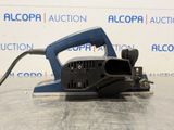 a blue electric sander sitting on top of a table