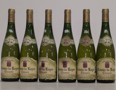 six bouteilles de vin sont alignées sur une table