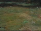 an image of a painting of a dog running in a field
