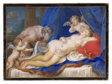 an image of a painting of a woman laying on a bed