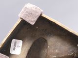 a close up of a shoe with a label on it