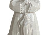 a white statue of a man holding an umbrella