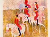 a painting of a group of men riding on horses
