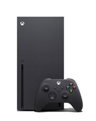 a black xbox console next to a game controller