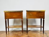 pair of antique french bedside tables with marble tops