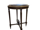 an image of a small table with a marble top on a white background