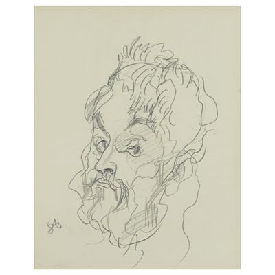 un dessin en noir et blanc d'un homme barbu