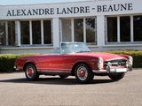 a red convertible car parked in front of a building
