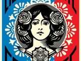une affiche représentant le visage d'une femme dans un cercle