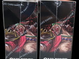 two boxes of one piece card games on display