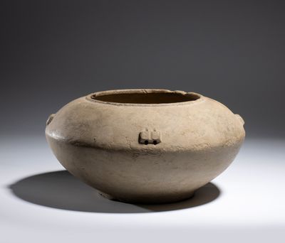 GRAND PYXIS Calcite grise. Coloration brun-gris en profondeu…