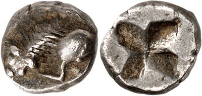 a silver coin with an image of a man and a woman on it