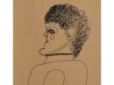an image of a drawing of a woman with a collar around her neck