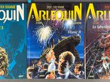 two books of the adventures of arlequin and arlequin are on display