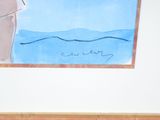 a picture of a painting of a man standing on a cliff