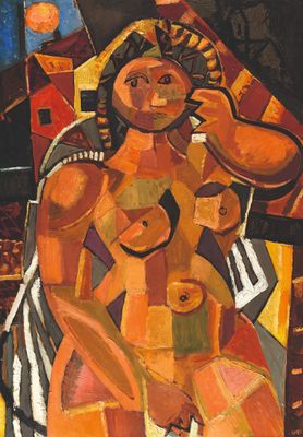 une image d'un tableau représentant une femme assise sur une chaise