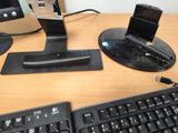 a desk with a keyboard, mouse, and a monitor on it
