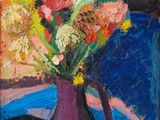 une peinture de fleurs dans un vase sur une table