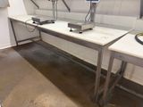 a photo of a lab with a bench and a scale