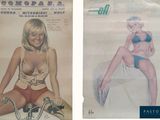 deux affiches représentant une femme en maillot de bain et un homme en maillot de bain
