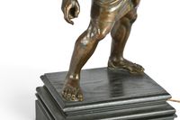 LAMPE (pieds de) en bronze patiné figurant le Silène, satyre… (photo 4)