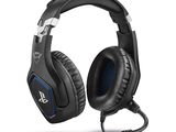 the sony playstation headset has a microphone and headphones attached to it