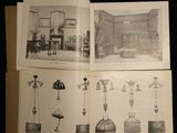 two pages from a book with drawings of lamps and lampshades