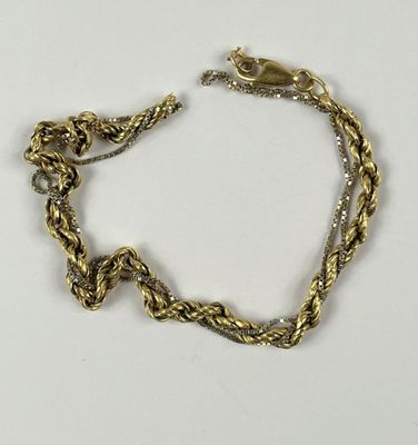 Bracelet trois ors 750 millièmes, à mailles corde et vénitie… - Photo 1