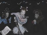 un tableau représentant un groupe de personnes en costume