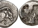 une pièce d'argent sur laquelle est représentée une tête de cheval