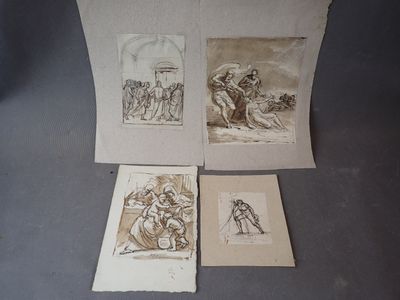 Trois dessins représentant un homme et une femme se trouvent sur une feuille de papier