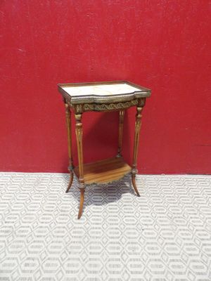dollhouse miniature table with marble top and legs