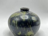 une image représentant un vase noir et vert sur fond blanc
