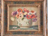 a picture of a painting of flowers in a vase