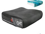 a close up of a seat cushion and a pillow on a white background