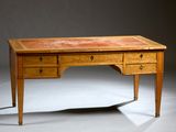 an image of a wooden desk with two drawers