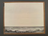 painting of a beach scene with waves coming in from the ocean
