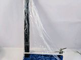 two pieces of plastic are wrapped in plastic and sitting on a table