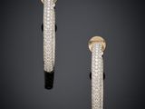 a pair of gold and diamond hoop earrings