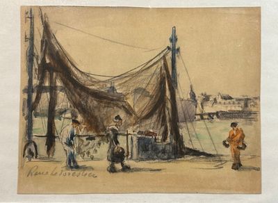 René LEFORESTIER (1903-1972) Marins sur le port