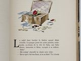 a open book with a picture of an open suitcase on it